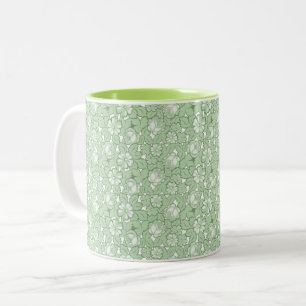 Rose pattern in light Green Two-Tone Coffee Mug