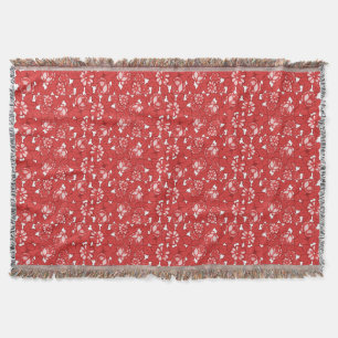 Rose pattern in red throw blanket