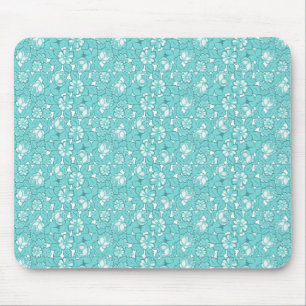 Rose pattern in turquoise mouse pad