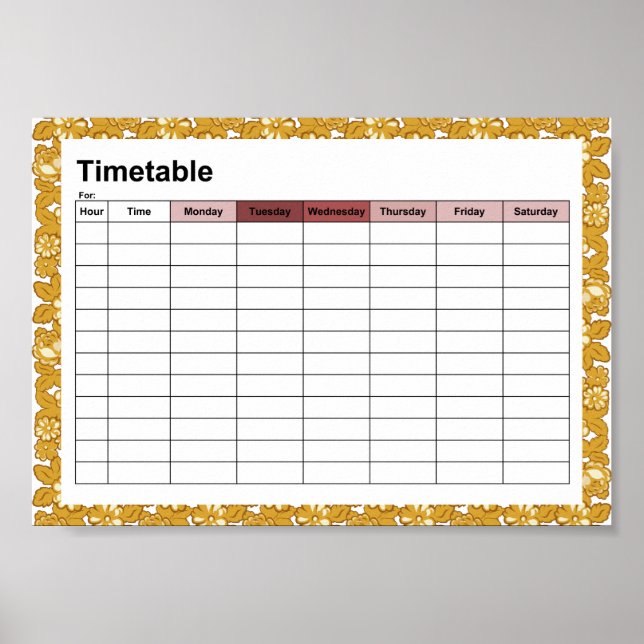 Rose pattern On class schedule posters "din A5" (Front)