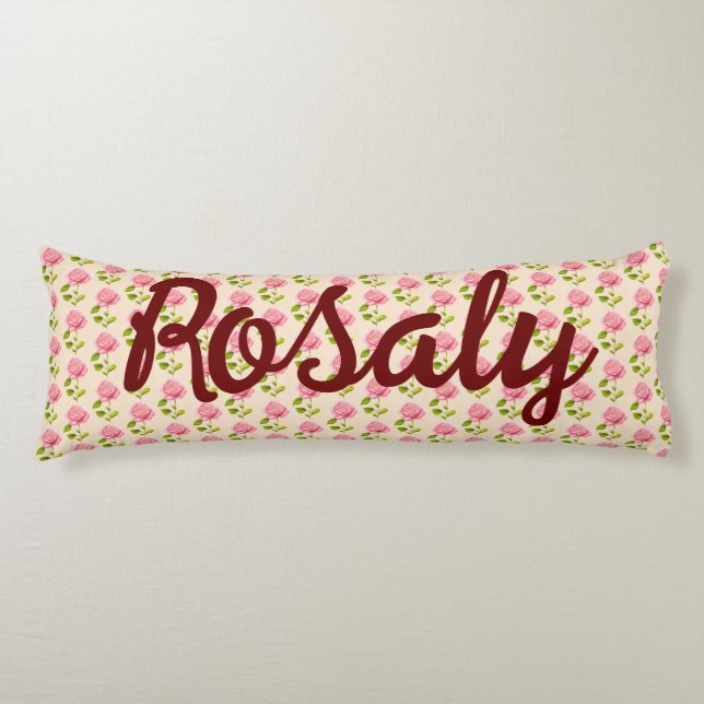 Rose pattern pink body cushion (Front)