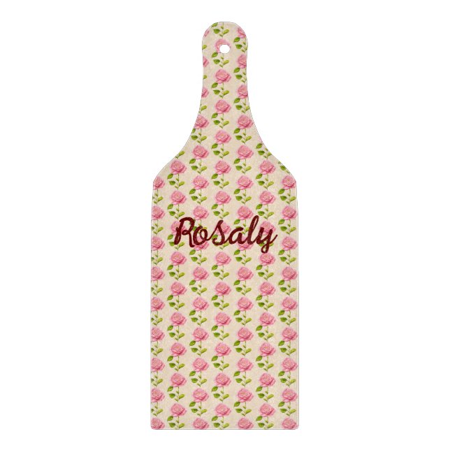 Rose pattern pink cutting board (Front)