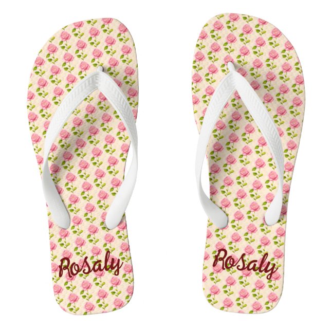 Rose pattern pink jandals (Footbed)
