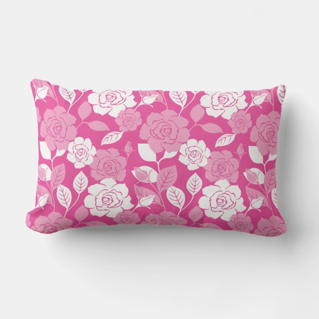 ROSE PATTERN (PINK) LUMBAR CUSHION (Front)