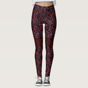 Rose pattern.r.dpnk.02b Black BG Leggings