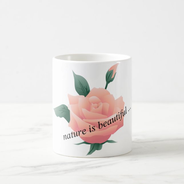 Rose (Peach) - Beautiful nature Coffee Mug (Center)