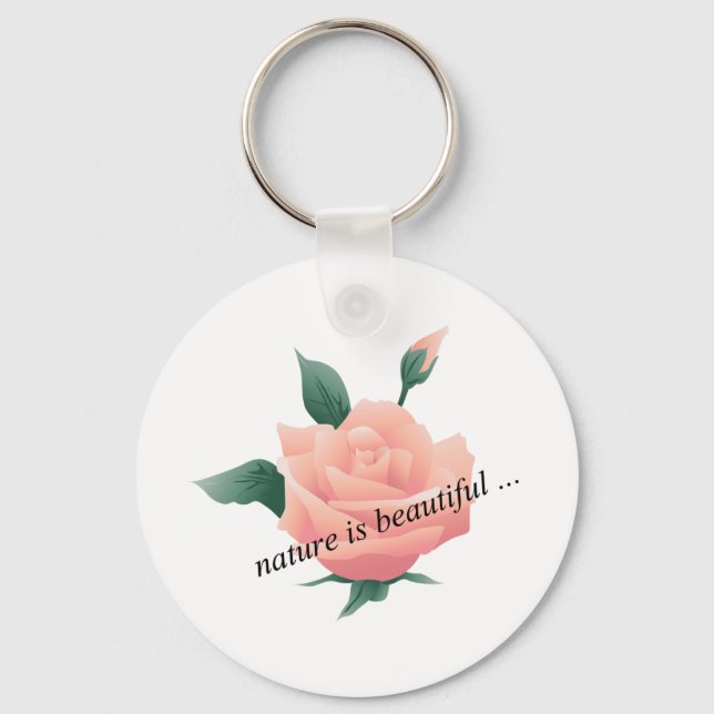 Rose (Peach) - Beautiful nature Key Ring (Front)