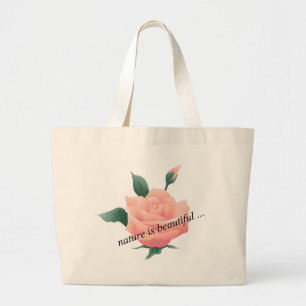 Rose (Peach) - Beautiful nature Large Tote Bag