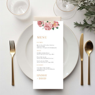 Rose Peony Flowers Menu Card