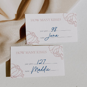 Rose Peony Garden "How Many Kisses" Guess Card