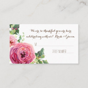 Rose Peony Leaf Wreath Wedding Table Place Cards