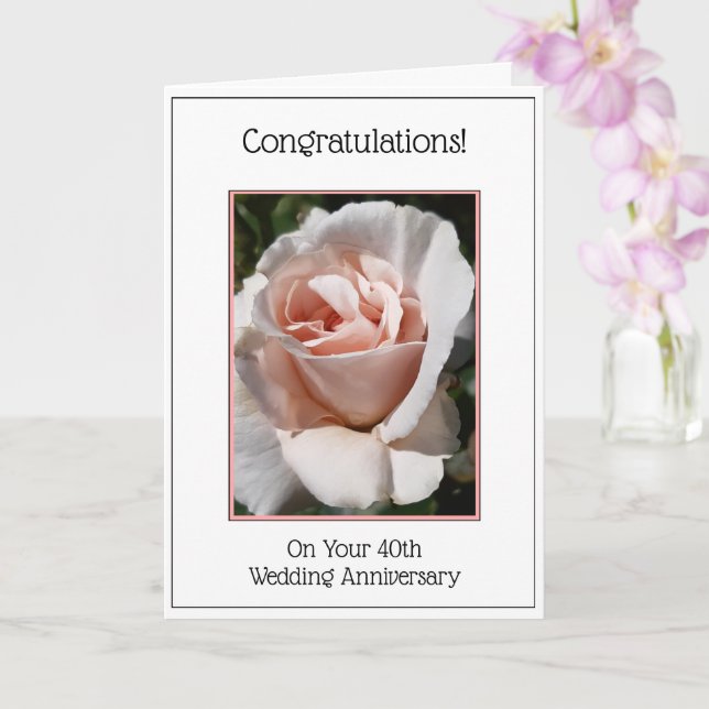 Rose Personalised 40th Wedding Anniversary Card (Orchid)