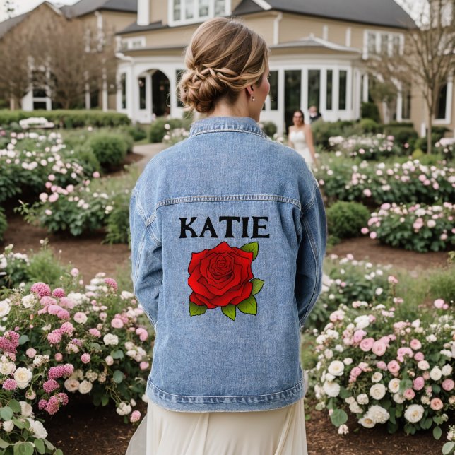 ROSE PERSONALIZED NAME JEAN DENIM JACKET (Wedding Back)