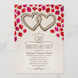 Rose Petal Beach 30th Wedding Anniversary Party Invitation