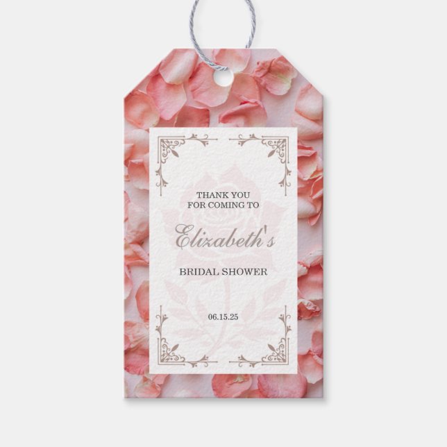 Rose Petal Bridal Shower Favour Tag (Front)