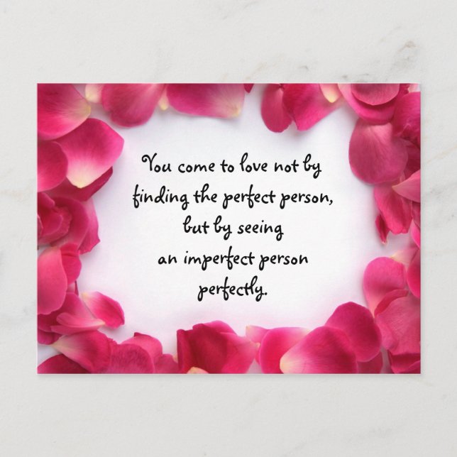 Rose Petal Frame PostCard with Love Quote (Front)