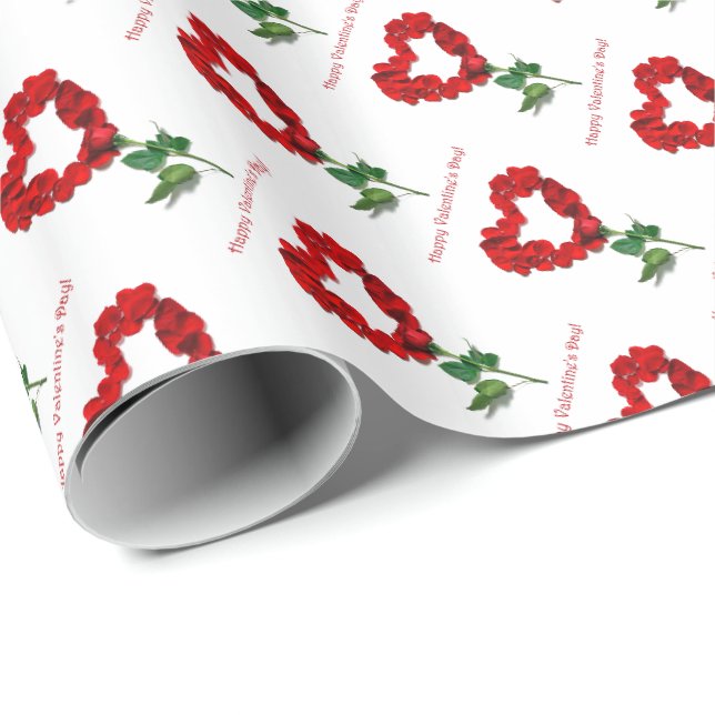 Rose Petal Happy Valentines Day Wrapping Paper (Roll Corner)