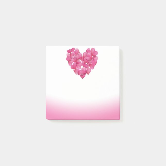 Rose petal hearts pink fade  Post-it note block (Front)
