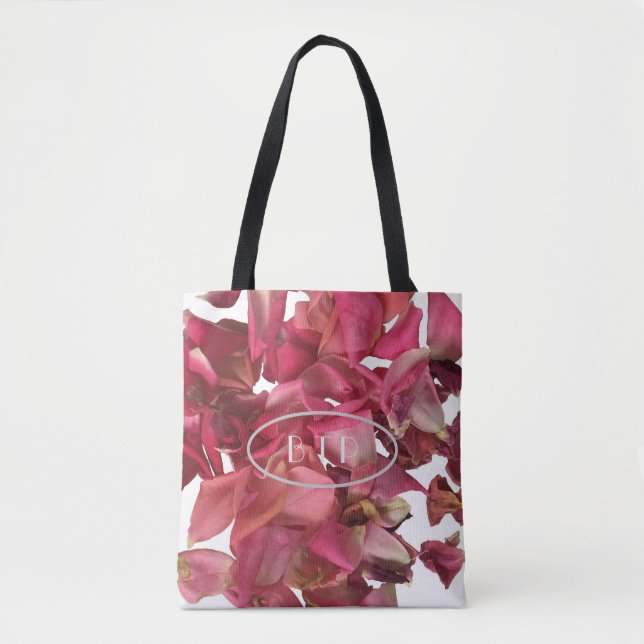 Rose Petal Pink Romantic Personalised Tote Bag (Front)