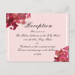 Rose Petal Pink Romantic Wedding Reception Card