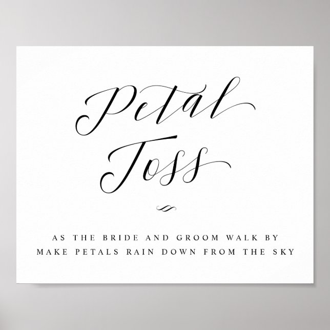 Rose Petal Toss Send Off Calligraphy Wedding Sign (Front)