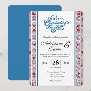 Rose Petal Wedding Invite 2 with Blue Letters