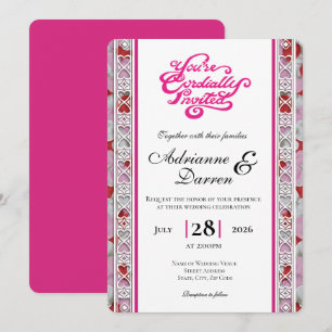 Rose Petal Wedding Invite 2 with Pink Letters