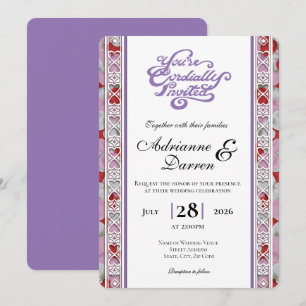 Rose Petal Wedding Invite 2 with Purple Letters