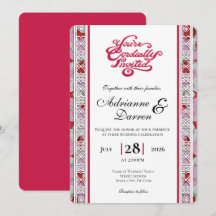 Rose Petal Wedding Invite 2 with Red Letters