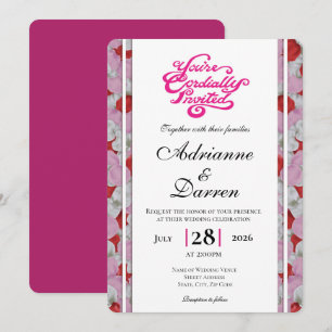 Rose Petal Wedding Invite 3 with Pink Letters