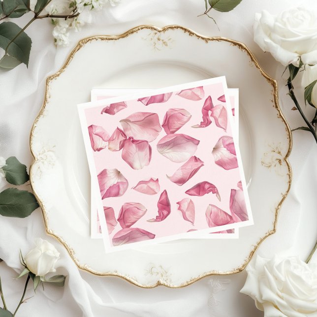 Rose petals pattern Petals and Prosecco Bridal Napkin (Creator Uploaded)