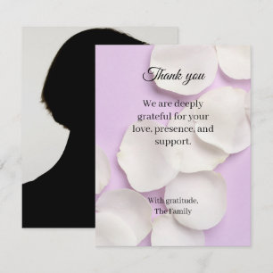 Rose petals purple funeral thank you card photo
