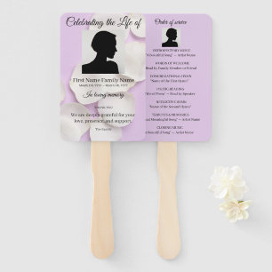 Rose petals purple order of service hand fan