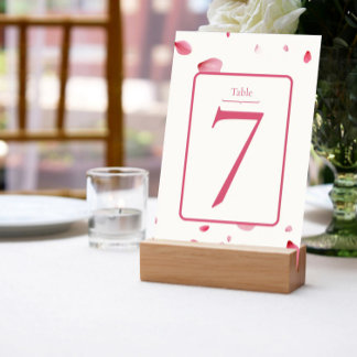 Rose Petals Watercolor Floral Table Number