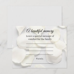 Rose petals white Memorial Message Card