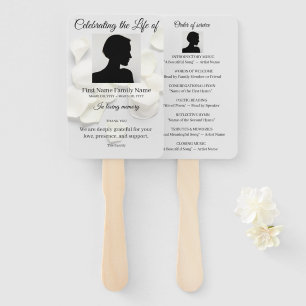 Rose petals white order of service hand fan