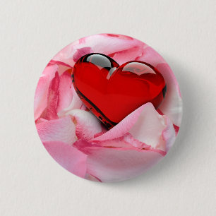 Rose Petals with Heart - Button