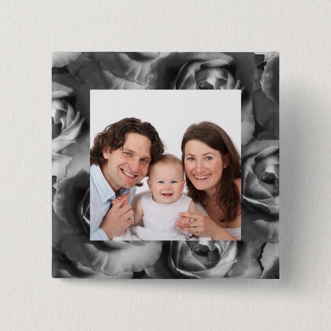 Rose/ Photo 15 Cm Square Badge (Front)