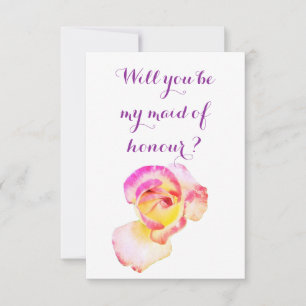 Rose Photo, Floral Will you be my maid of honour Invitation