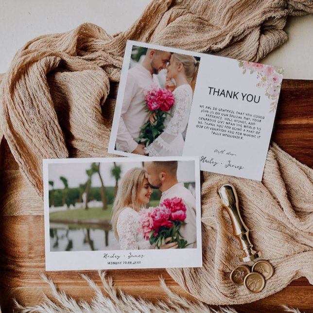 Rose Photo Thank You Card Wedding (Rose Photo Thank You Card Wedding)