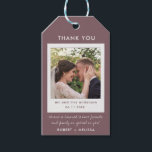 Rose Photo Wedding Thank You Favour Gift Tags<br><div class="desc">Thank your family and friends with these favour gift tags in a deep cinnamon rose photo design customised with your names,  wedding date and your thank you message</div>