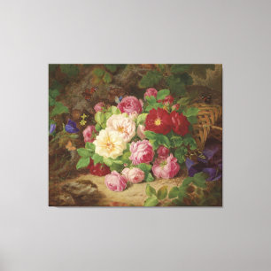 Rose Piece at the Forest Floor with Butterflies Canvas Print