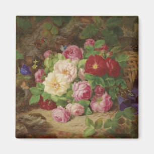 Rose Piece at the Forest Floor with Butterflies Magnet