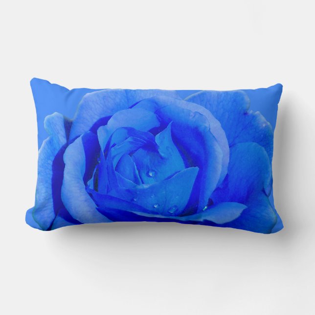 Rose Pillows Blue Rose Pillow Flower Decor (Front)