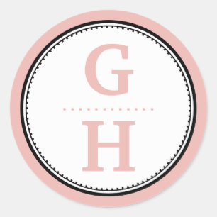 Rose pink 2 initial letter monogram gift tag seal