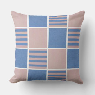 Rose Pink and Serenity Baby Blue Squares Cushion