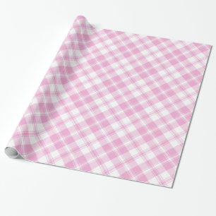 Rose Pink and White Check Wrapping Paper Roll