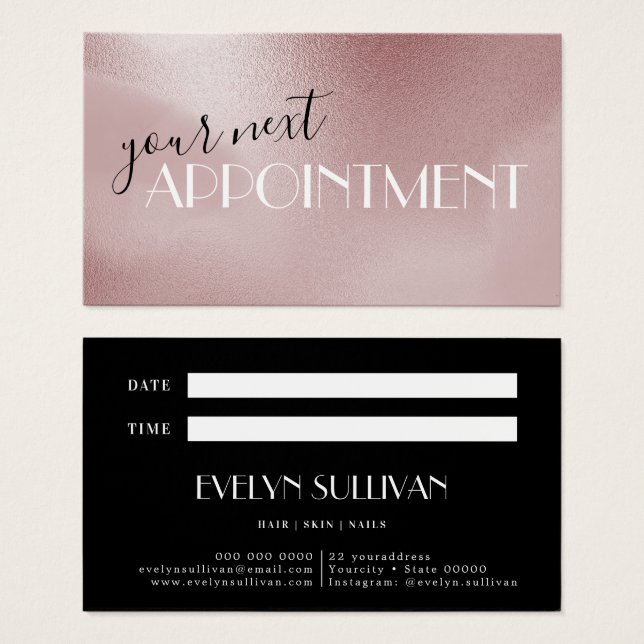 Rose pink appointment card (Front & Back)