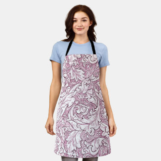 Rose Pink Baroque Ornate Foliage Apron