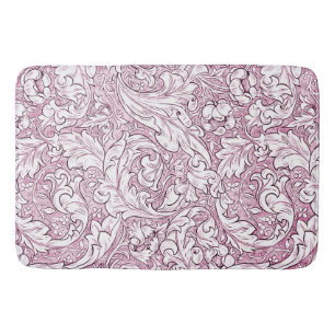 Rose Pink Baroque Ornate Foliage  Bath Mat